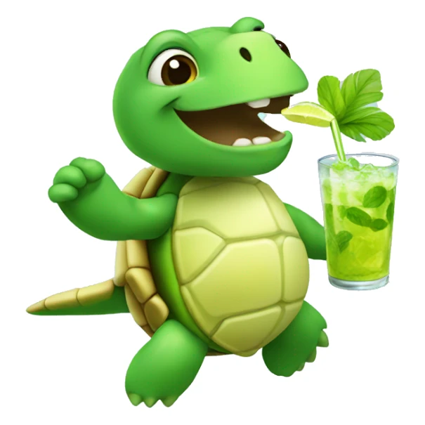 dancing turtle drinking mojito sticker
