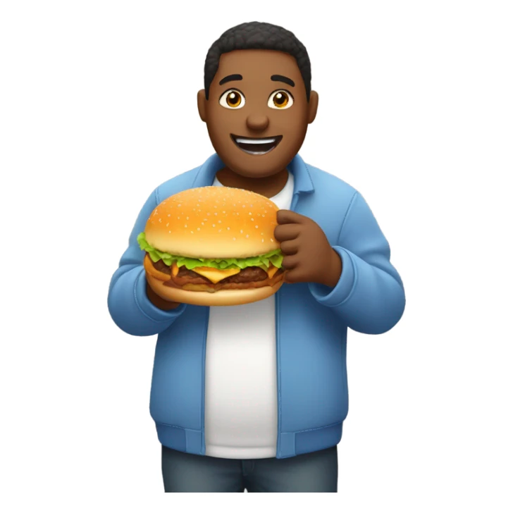 Fat person eating a burger sticker