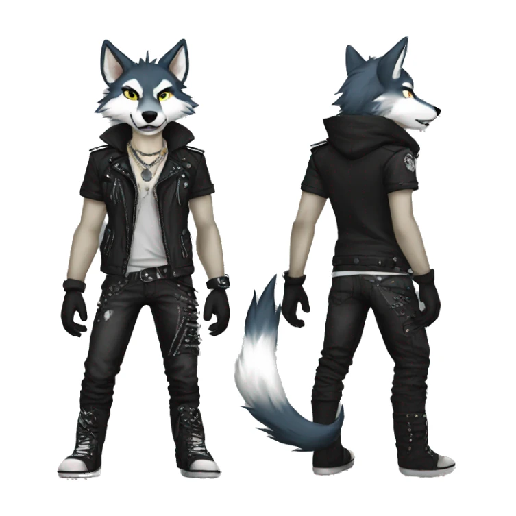 Anthro Punk Wolf Full body sticker