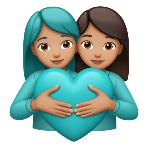 hugging teal heart sticker