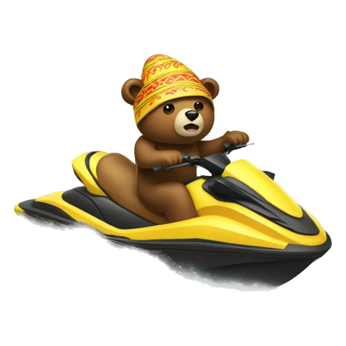 bear driving jet ski with taco hat on  sticker