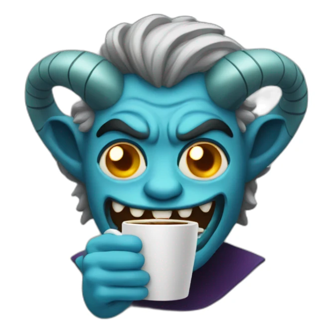 demon drinking coffee sticker