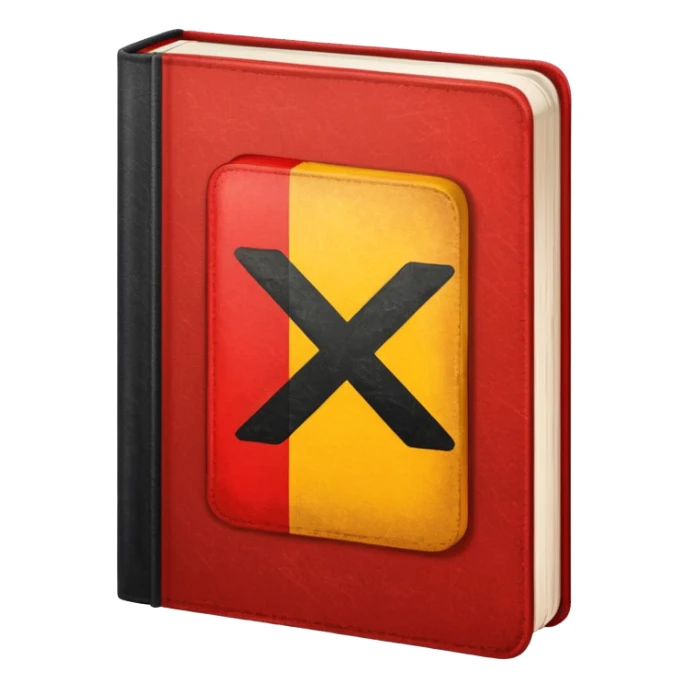 book with a check mark and German flag above it sticker