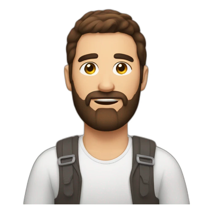 Brunette beardy man with chicken sticker