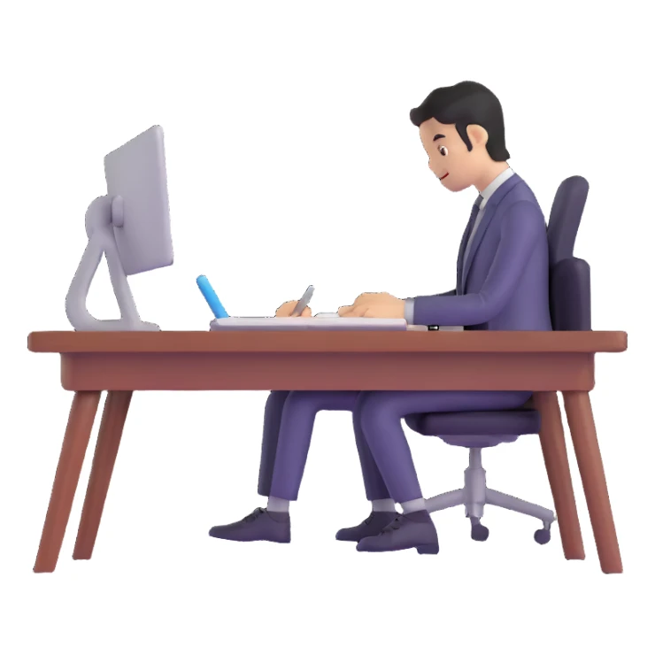 coder at a desk sticker