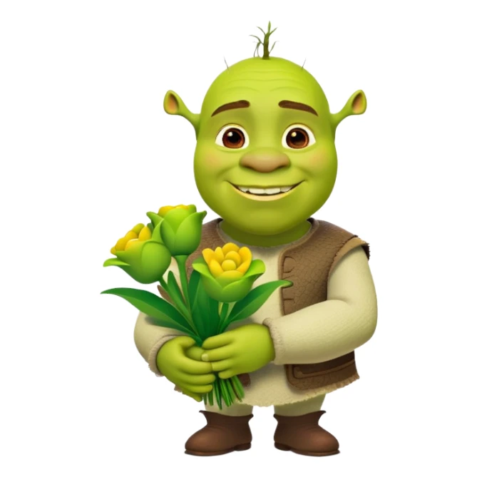 Shrek giving green flowers  sticker