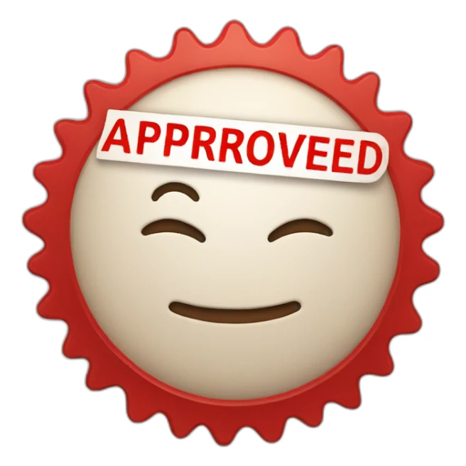 red stamp with word approved sticker