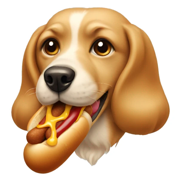 a dog eating a hot dog sticker