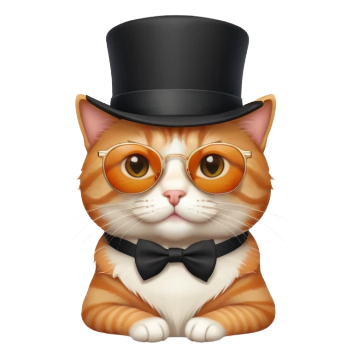 A cat with a top hat and sunglasses  sticker