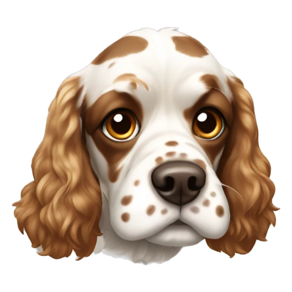 Cocker spaniel with brown and white spots and a Mohawk  sticker