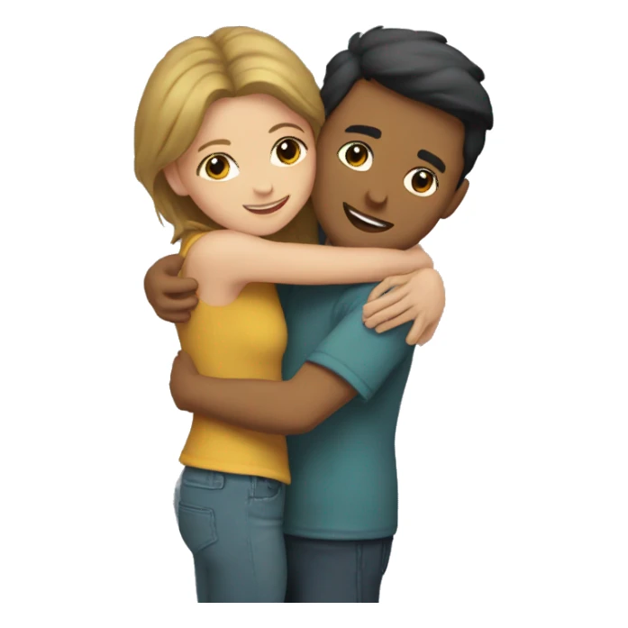 A girl and a guy hugging up. sticker