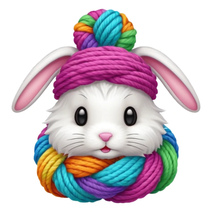 Bunny with yarn ball on head sticker