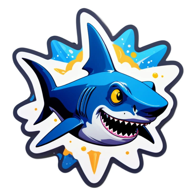 Shark with star eyes sticker
