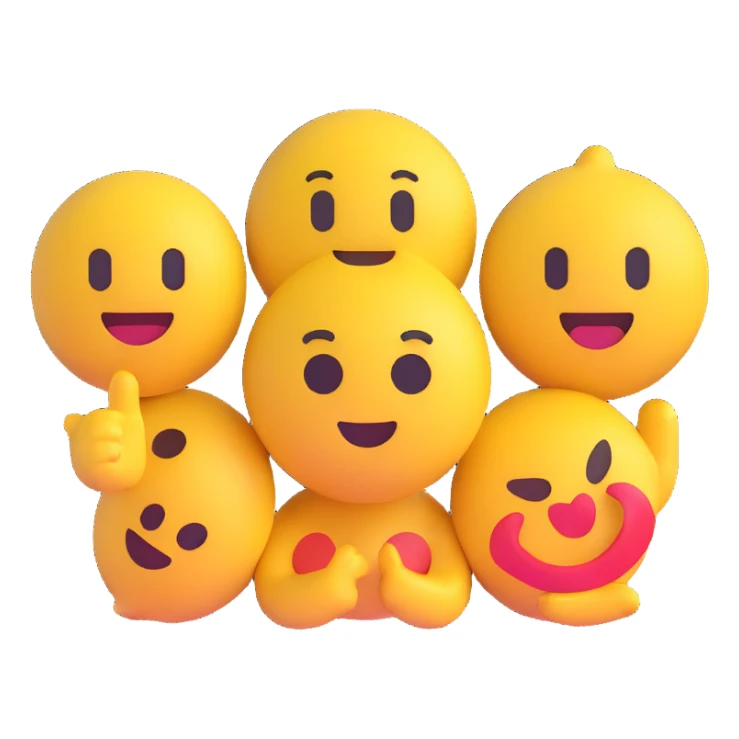 teamwork, 3D emoji style, friendly characters collaborating sticker