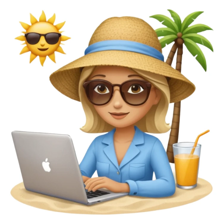 nutricionist with a computer at the beach sticker