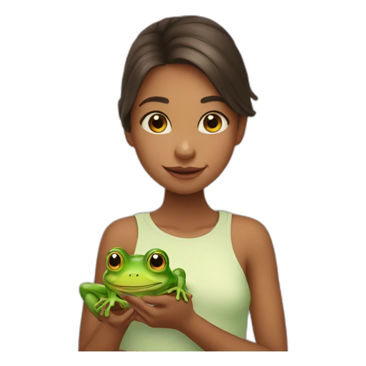 cute girl with frog sticker