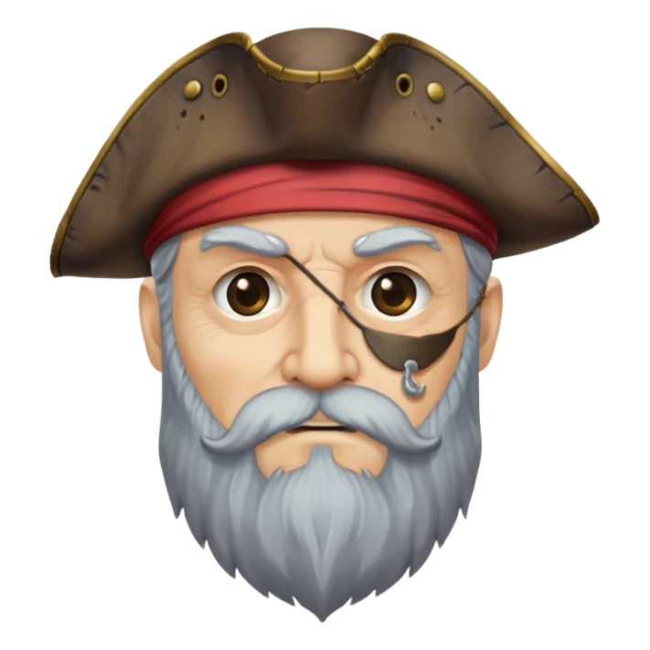 old bearded pirate with eye patch and pirate hat sticker