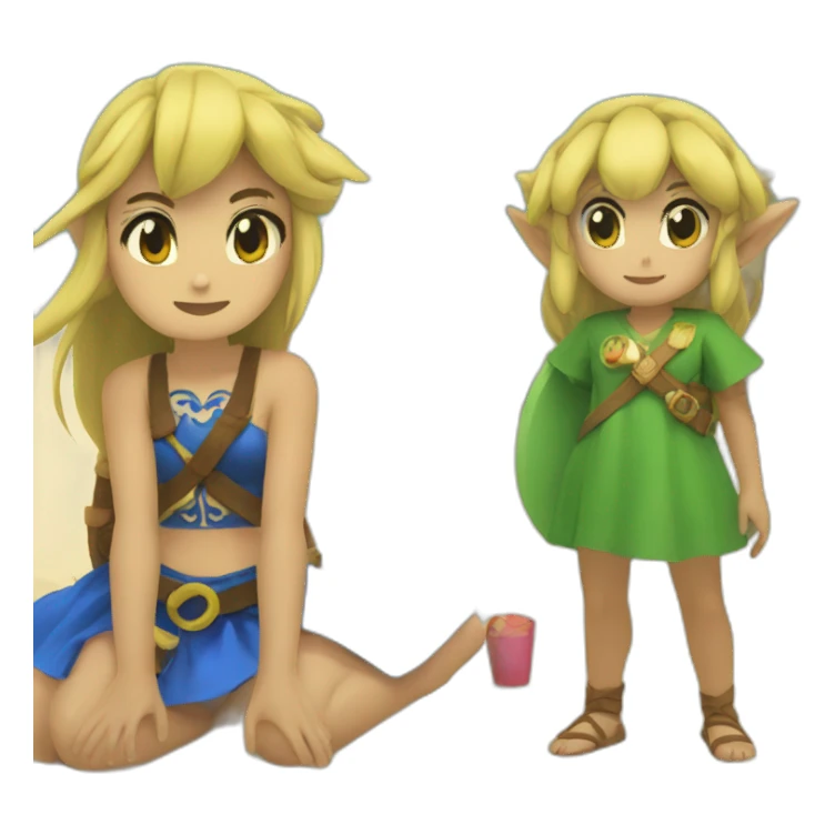Zelda and link at the beach sticker