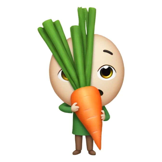 Baldi holding a carrot sticker