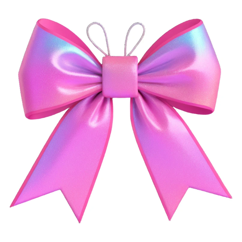 pink bow with holographic shimmer effect sticker