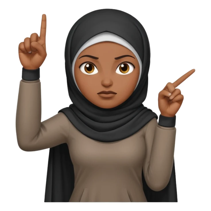 сердитая черная женщина мусульманка в полный рост   показывает рукой в право  sticker