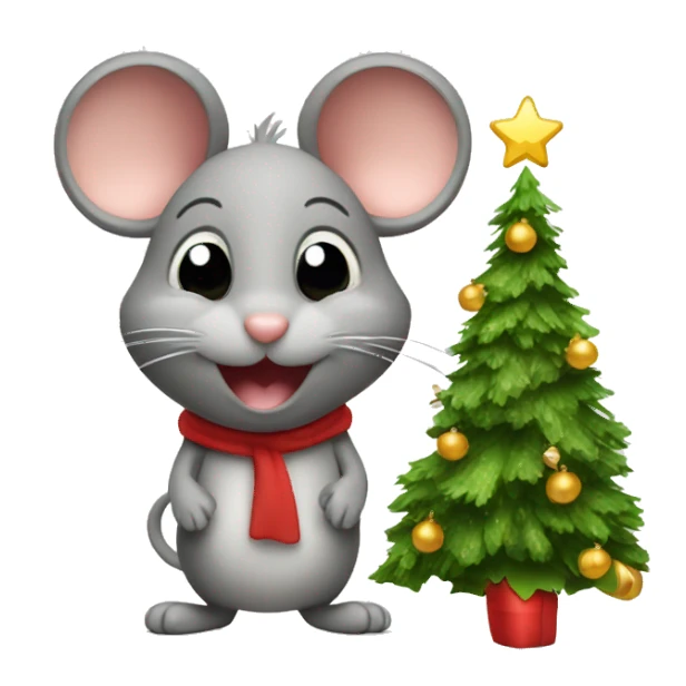 Cute Mouse with Christmas tree sticker