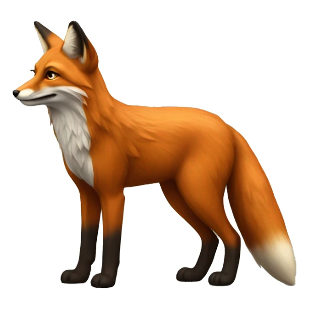 fox, side profile standing up facing left realistic. side profile sticker