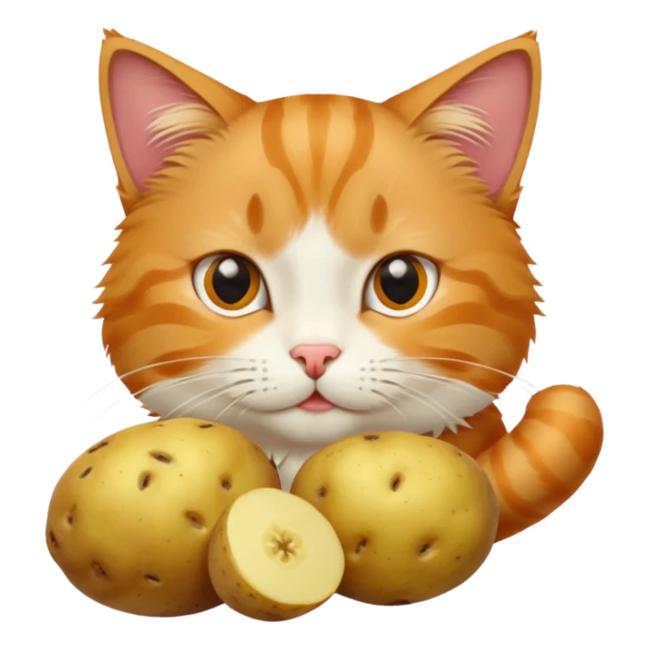 Cat eating potatoes sticker