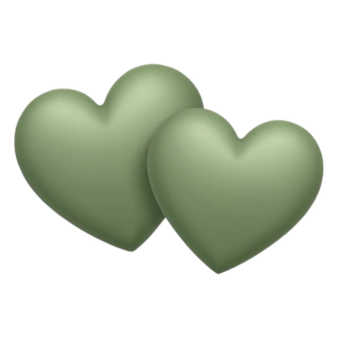 double sage green hearts one darker  sticker