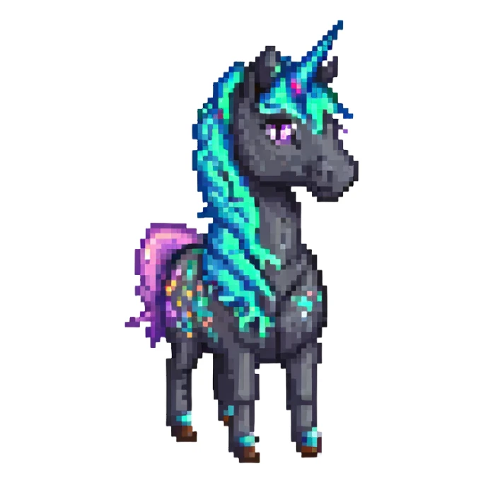 единорог черный лошадь, no background sticker