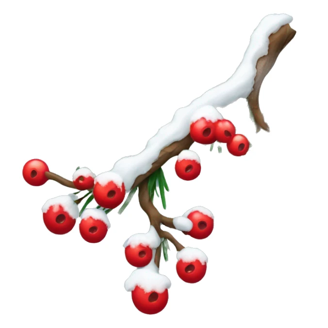 Pine branch with red berries covered in snow sticker