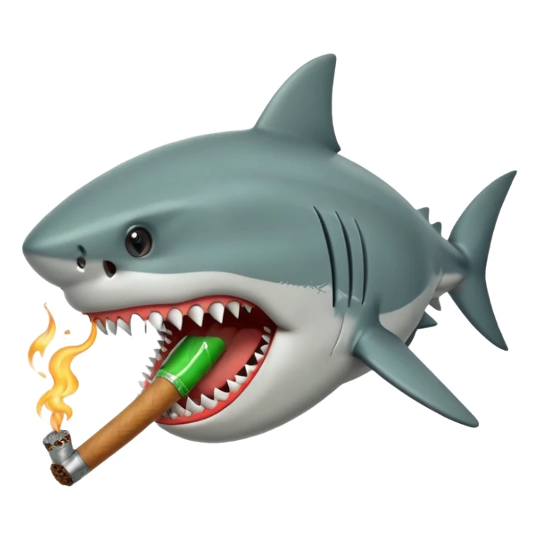 Shark face with a blunt in its mouth sticker