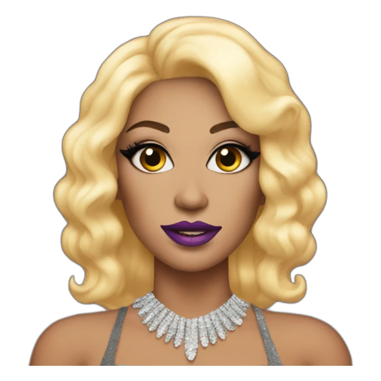 A drag queen with a huge makeup  sticker