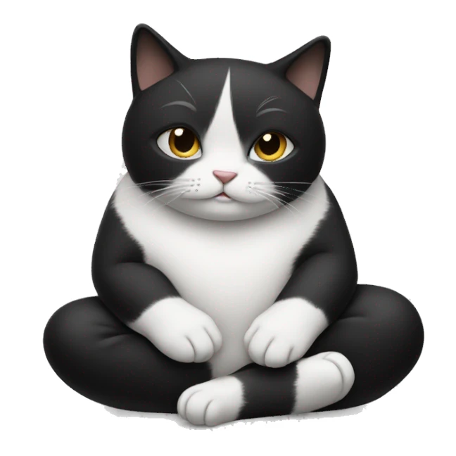 Meditating black and white cat sticker