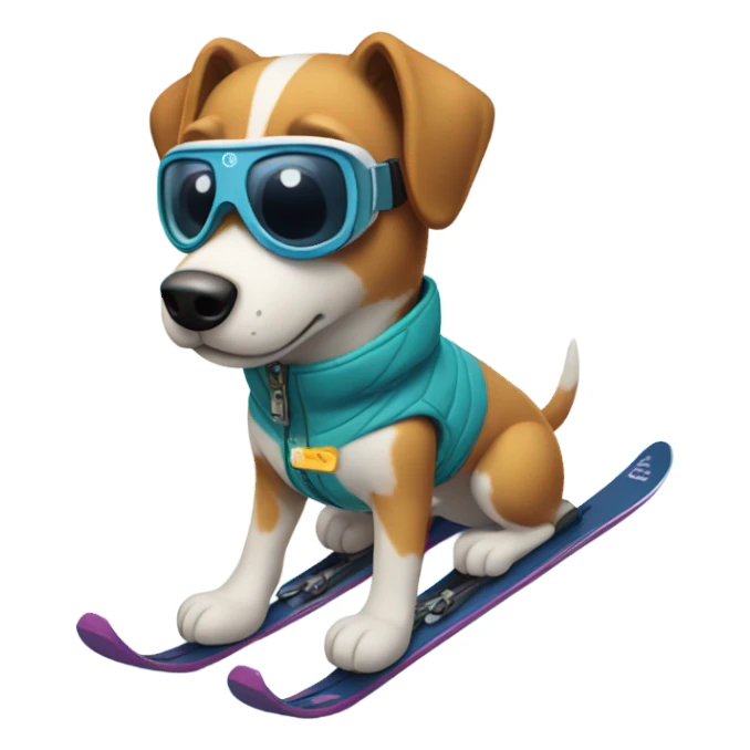 A skiing dog  sticker