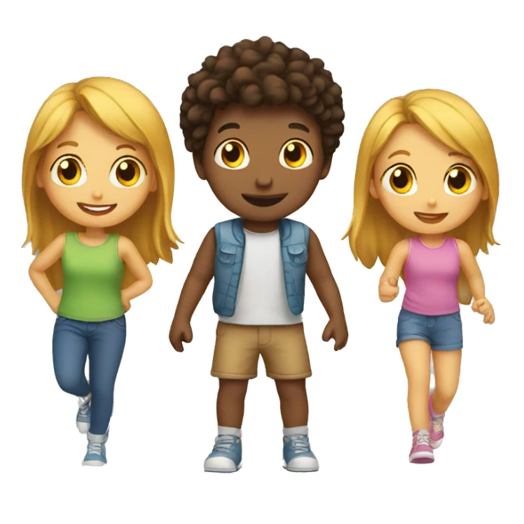 three kids playing together sticker