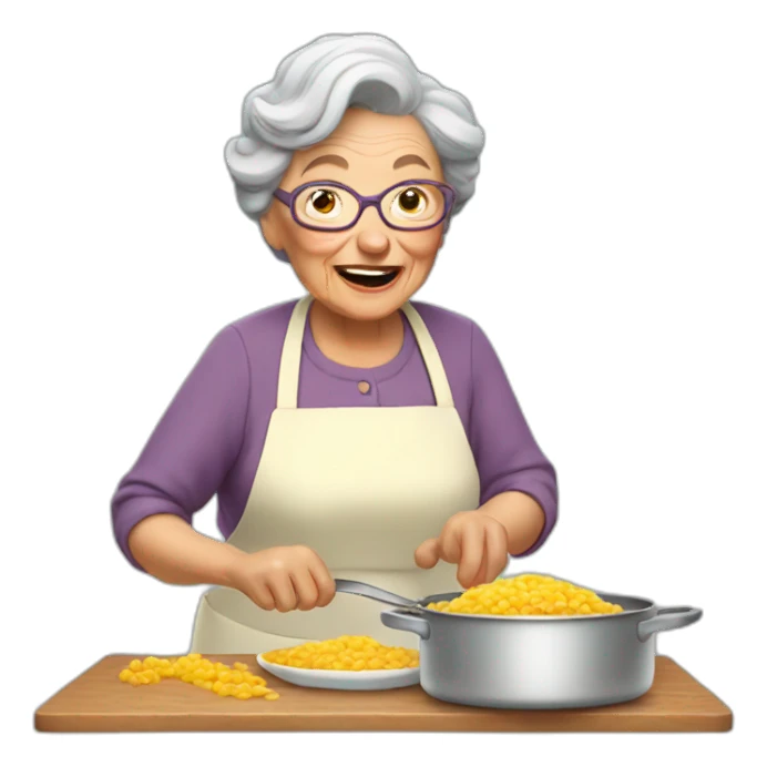 Granny coocking eat sticker