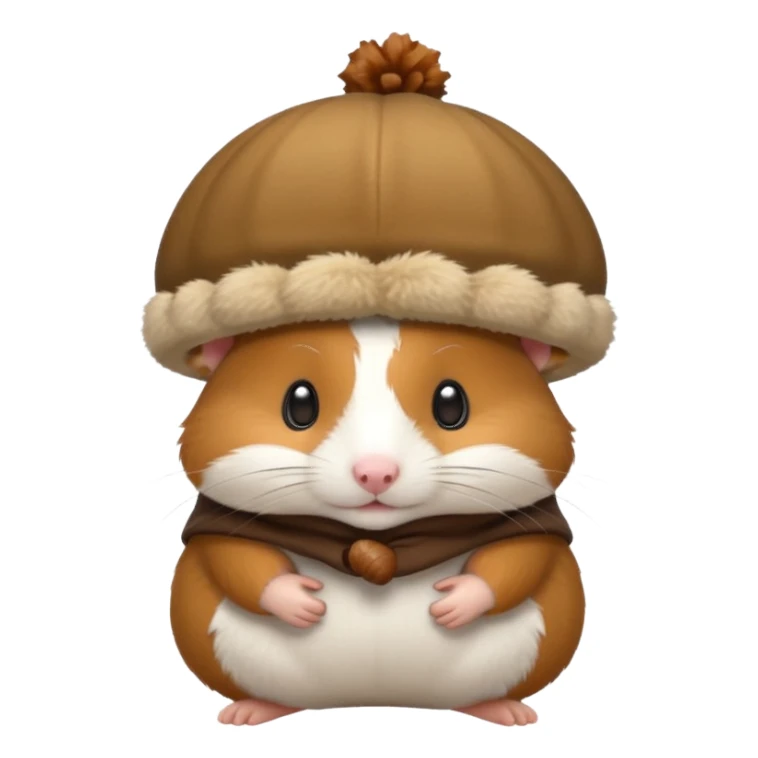 cartoon-style hamster with acorn hat sticker