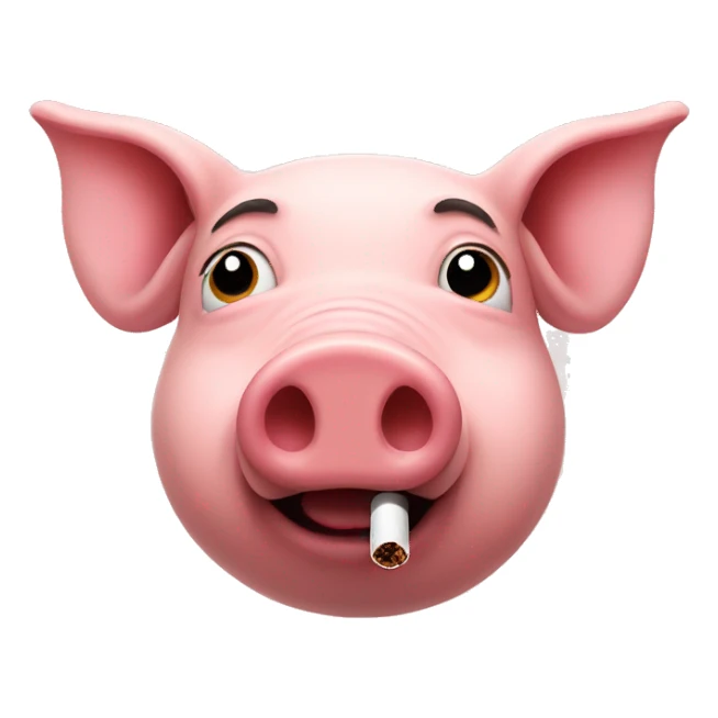 pig with a cigarette sticker