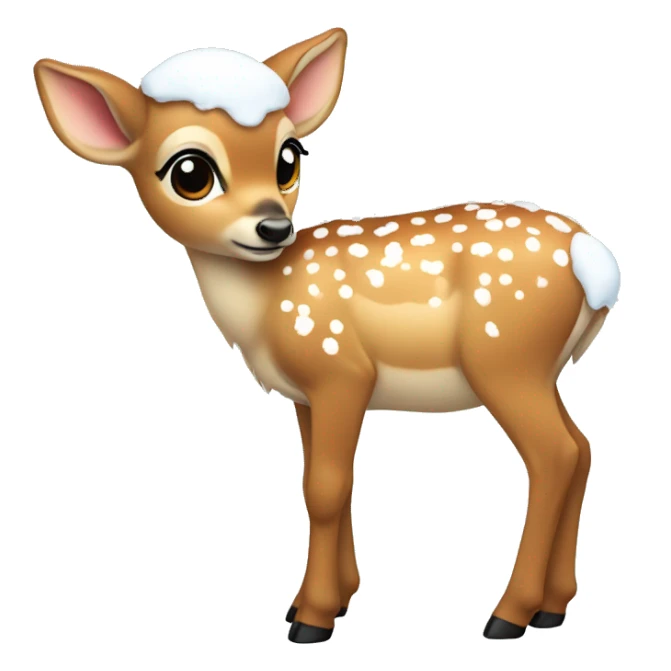 fawn with snow on it’s back  sticker