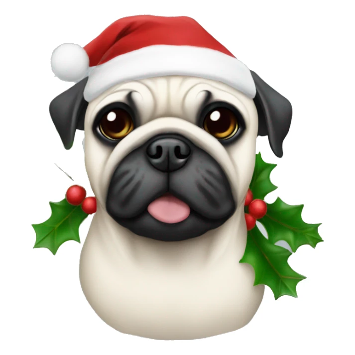 White pug Christmas  sticker