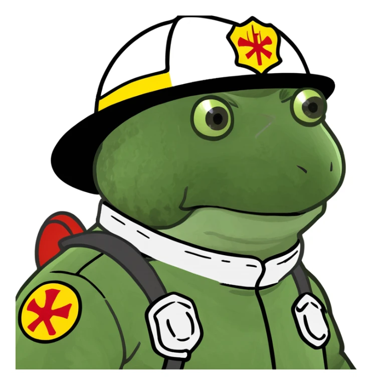 bufo in a fire fighter suit sticker