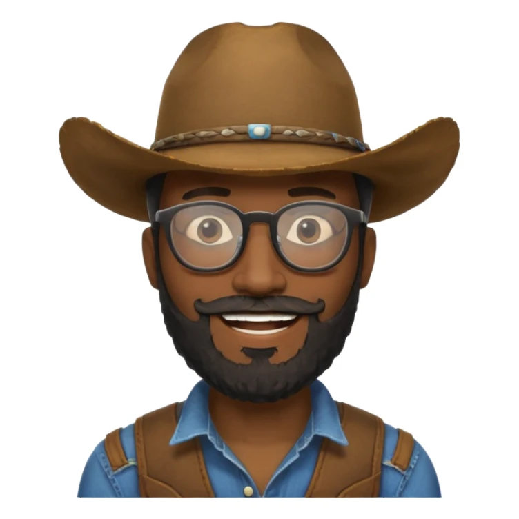 bearded black cowboy with glasses sticker