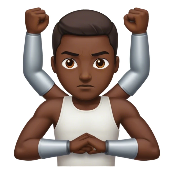 Stern facial expression with X arms ￼ sticker