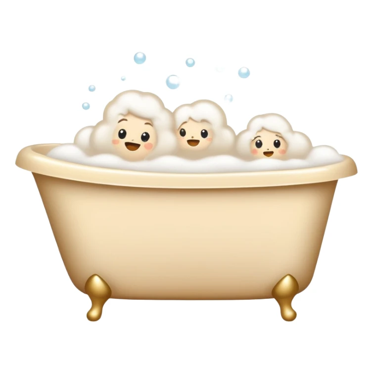 Beige bath with white foam sticker