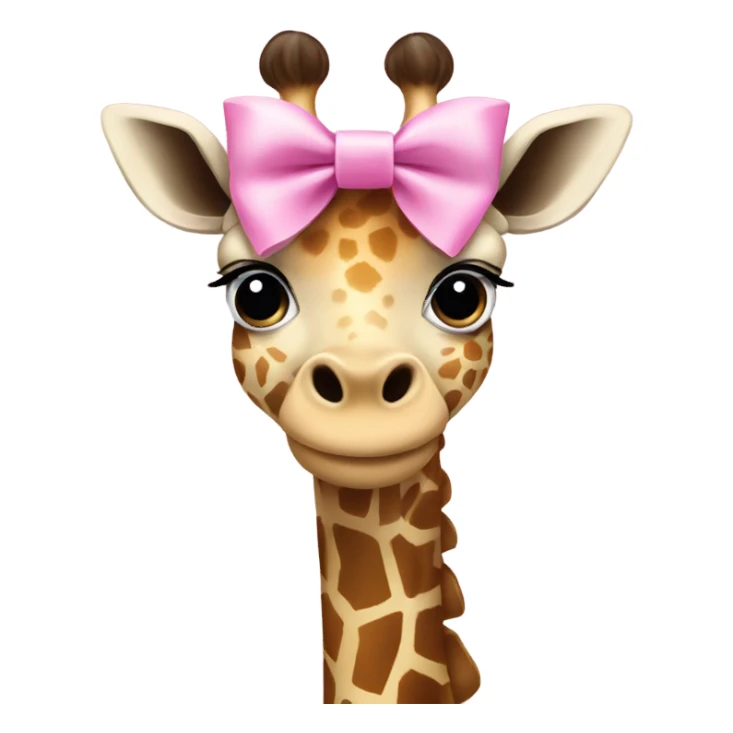 Giraffe wearing a pink bow sticker