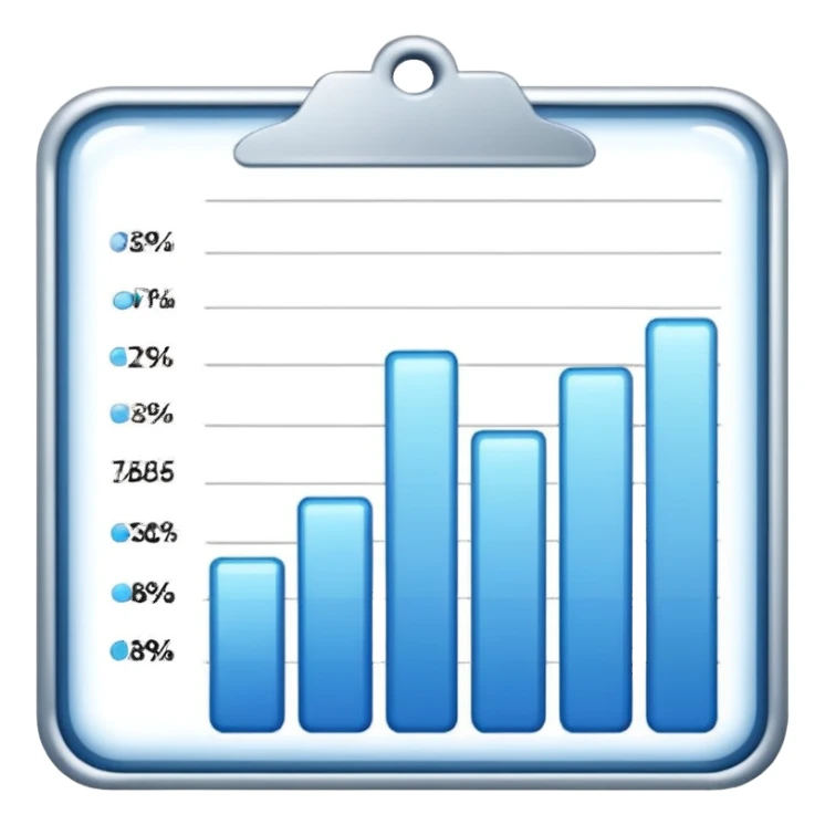 ios style emoji for report sheet consisting multiple graph/ charts with sparkle around the report , no numbers or text sticker