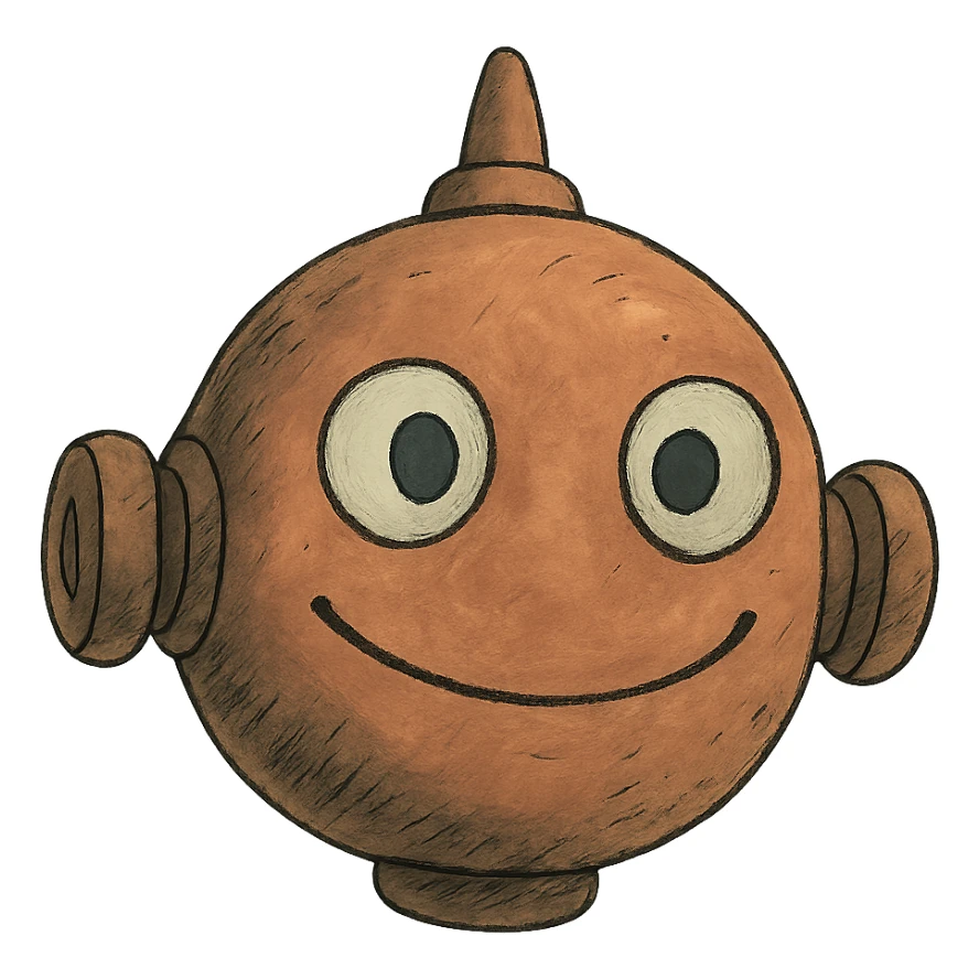 ghibli style smiling robot head sticker