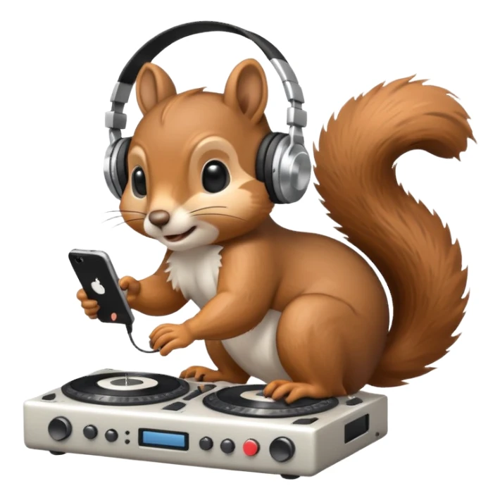 squirrel DJ with headphones sticker