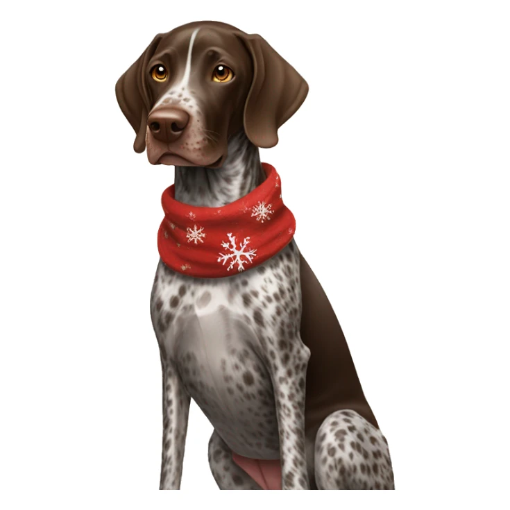 German shorthaired pointer wearing a Christmas scarf sticker